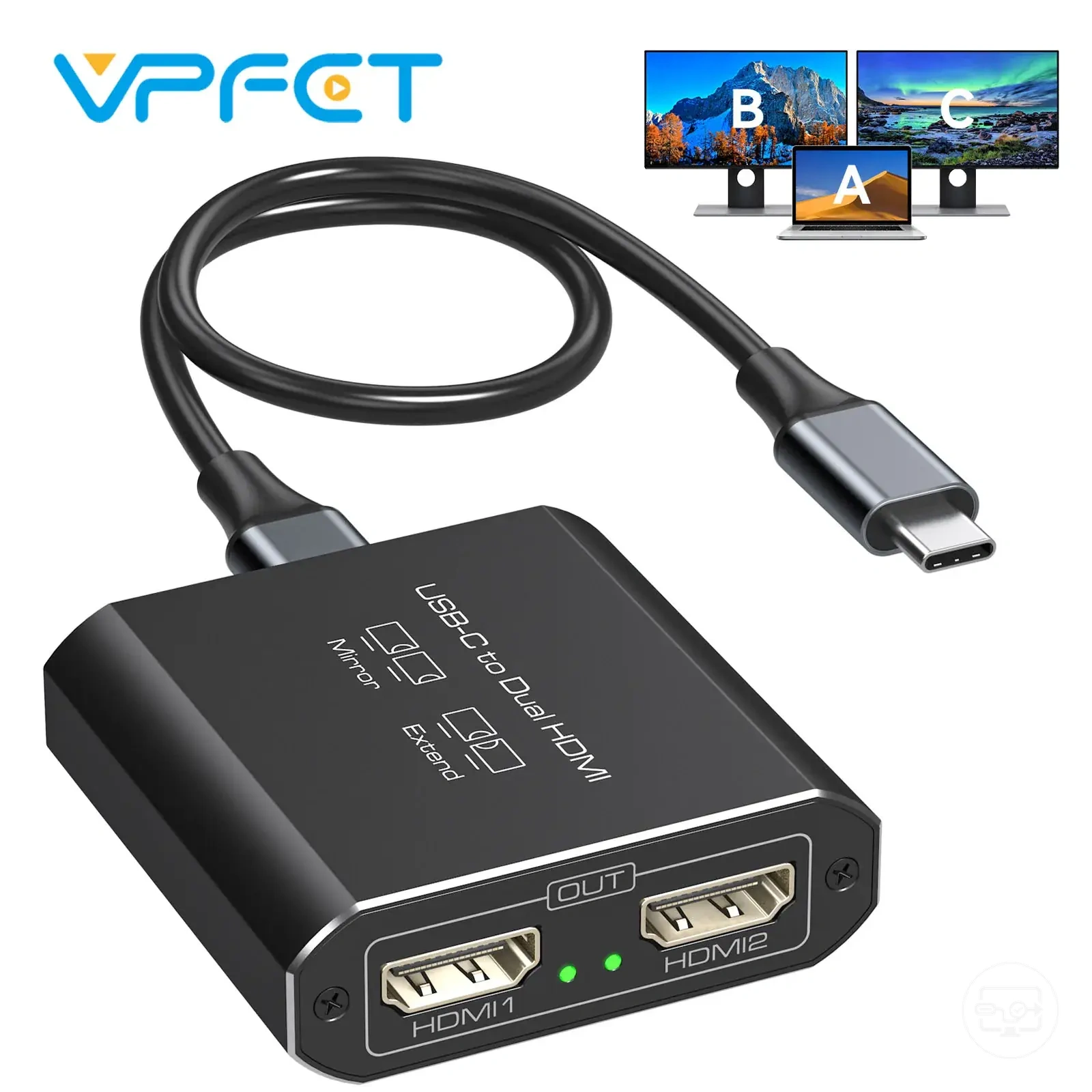 محول USB-C إلى HDMI مزدوج