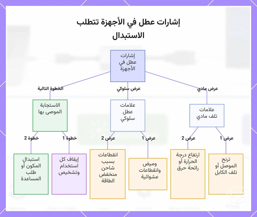 إشارات عطل في الأجهزة تتطلب الاستبدال