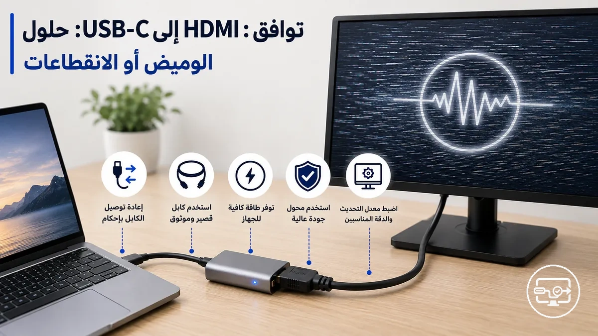 حلول وميض وانقطاعات USB-C إلى HDMI مع التركيز على ثبات الإشارة وجودتها