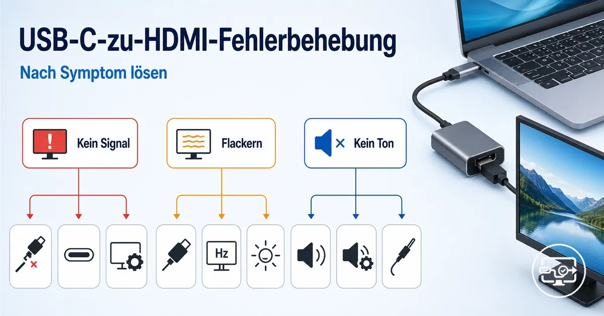 USB-C-zu-HDMI-Fehlerbehebung nach Symptomen wie Kein Signal oder Flackern