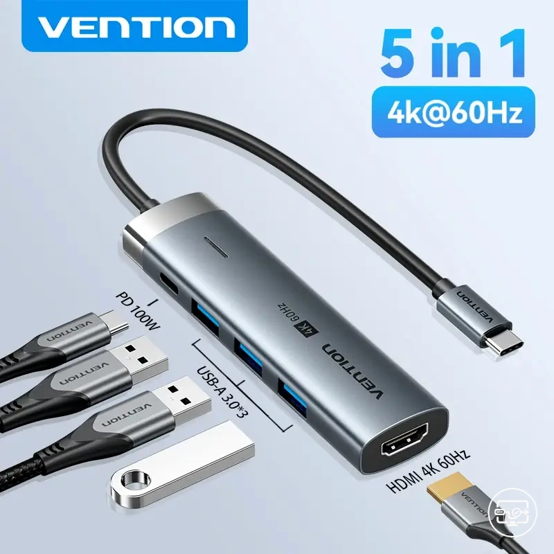 USB-C-Hub mit HDMI, 5-in-1, 4K 60 Hz