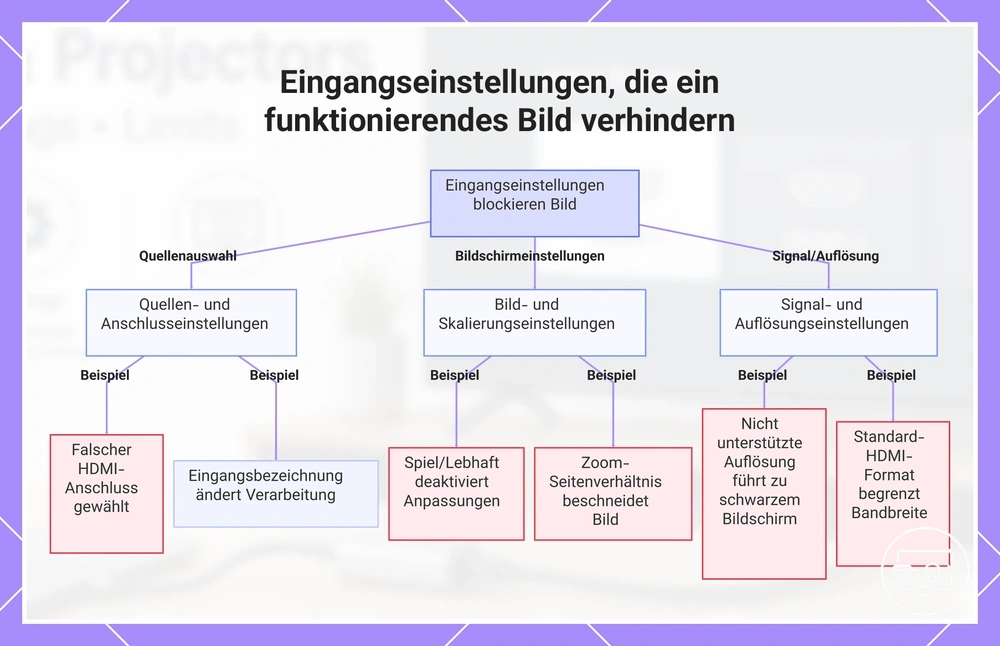 Eingangseinstellungen, die ein funktionierendes Bild verhindern