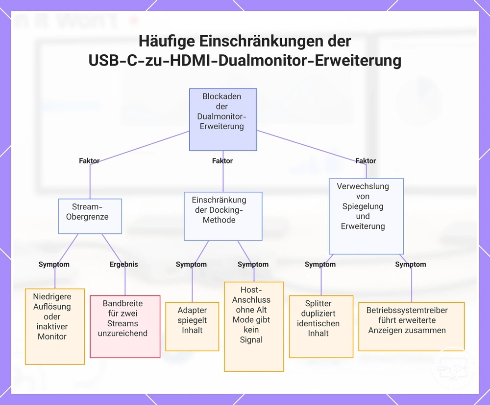 Häufige Einschränkungen der USB-C-zu-HDMI-Dualmonitor-Erweiterung