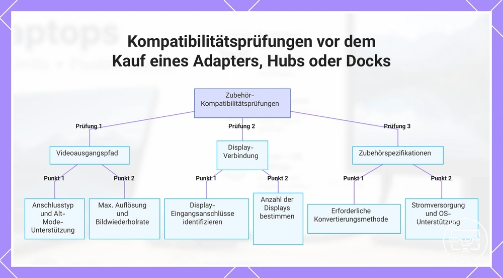 Kompatibilitätsprüfungen vor dem Kauf eines Adapters, Hubs oder Docks