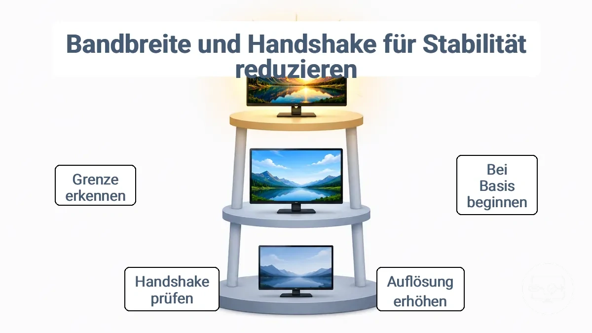 Einstellungsleiterdiagramm, das die Basislinie 1080p 60 Hz und die Eskalationen zu 4K 60 Hz und 4K mit HDR zeigt