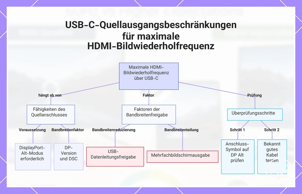 USB-C-Quellausgangsbeschränkungen für maximale HDMI-Bildwiederholfrequenz