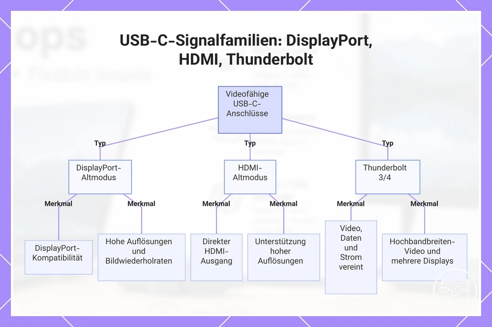 USB-C-Signalfamilien: DisplayPort, HDMI, Thunderbolt