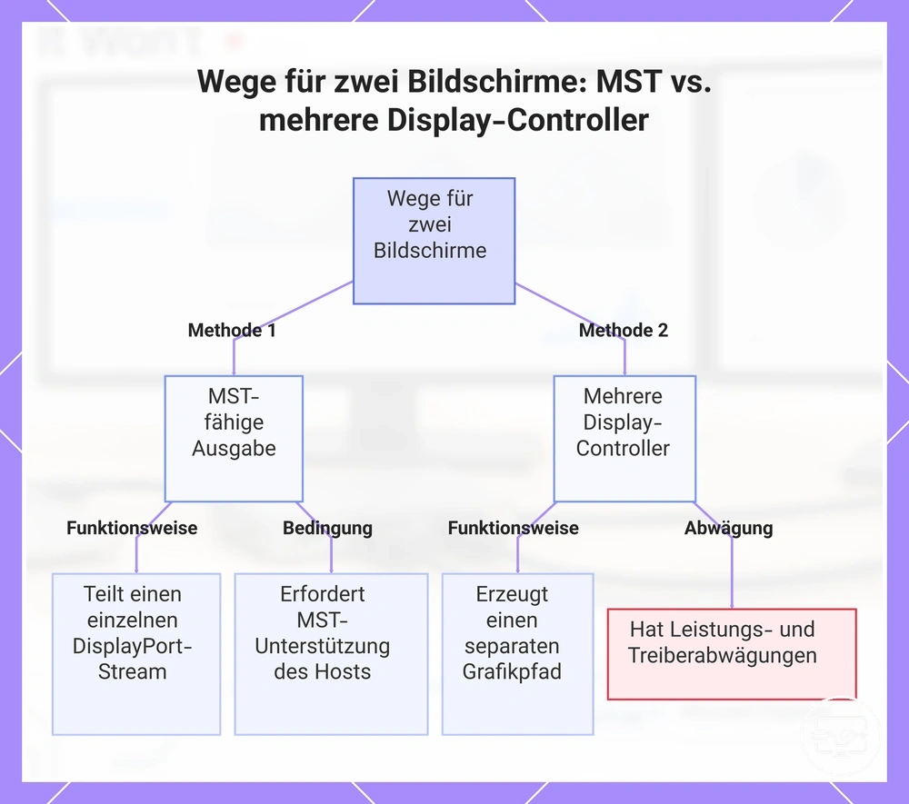 Wege für zwei Bildschirme: MST vs. mehrere Display-Controller