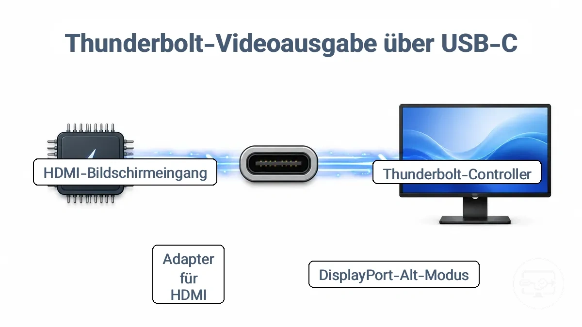 Signalfluss vom Thunderbolt-Controller zum HDMI-Display