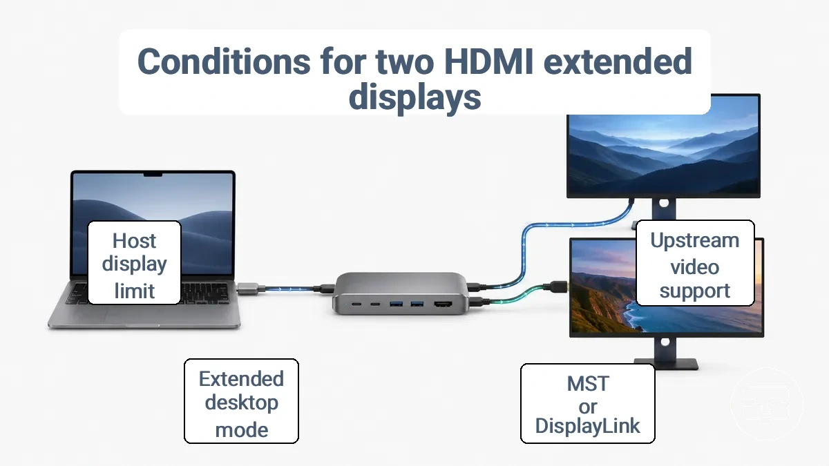 Compatibility conditions for USB-C hub dual HDMI extended displays