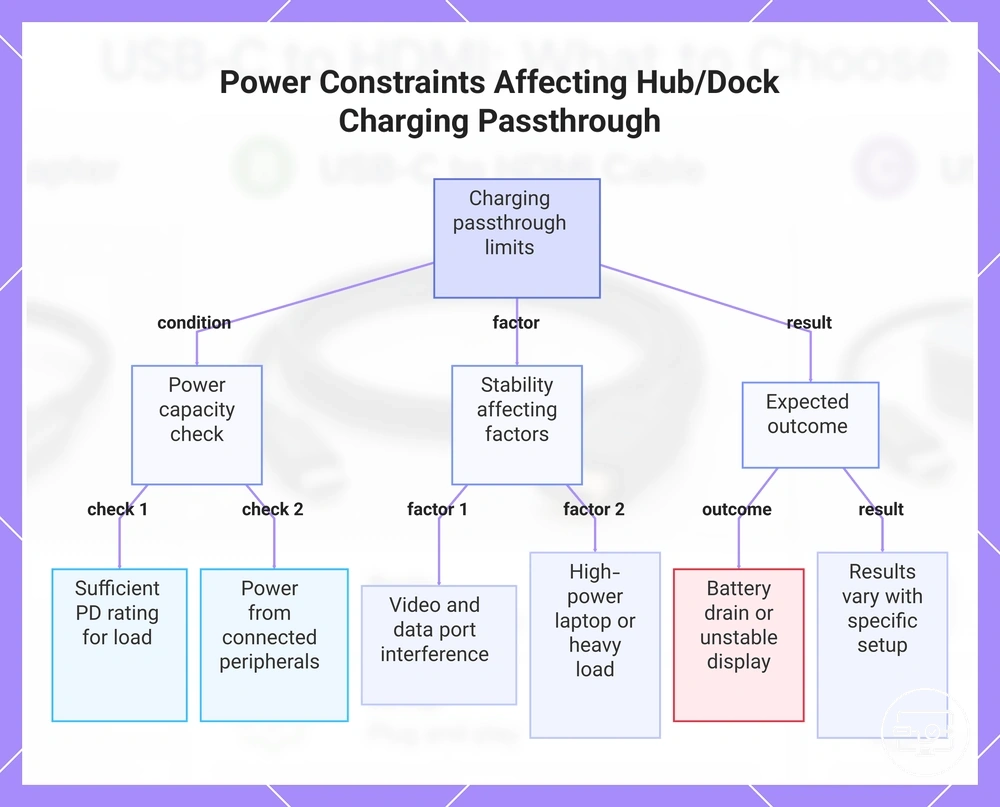 Power Constraints Affecting Hub/Dock Charging Passthrough