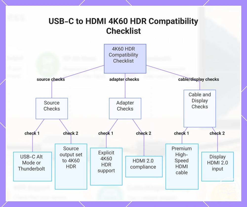 USB-C to HDMI 4K60 HDR Compatibility Checklist