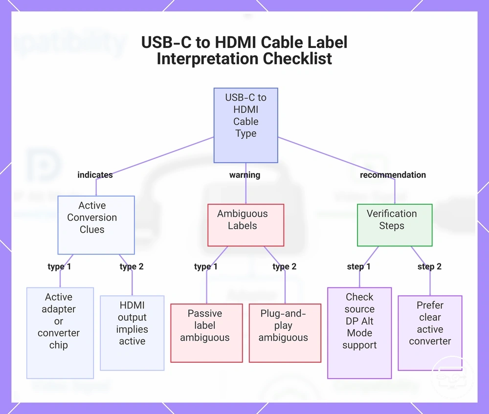 USB-C to HDMI Cable Label Interpretation Checklist