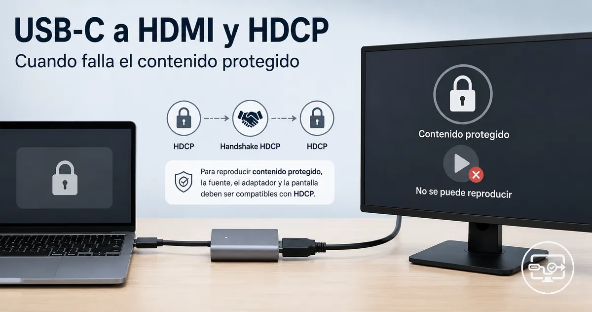 Compatibilidad USB-C a HDMI con HDCP para reproduccion de contenido protegido