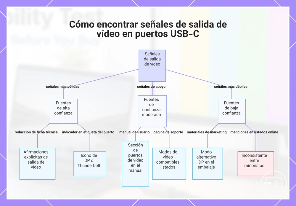 Cómo encontrar señales de salida de vídeo en puertos USB-C