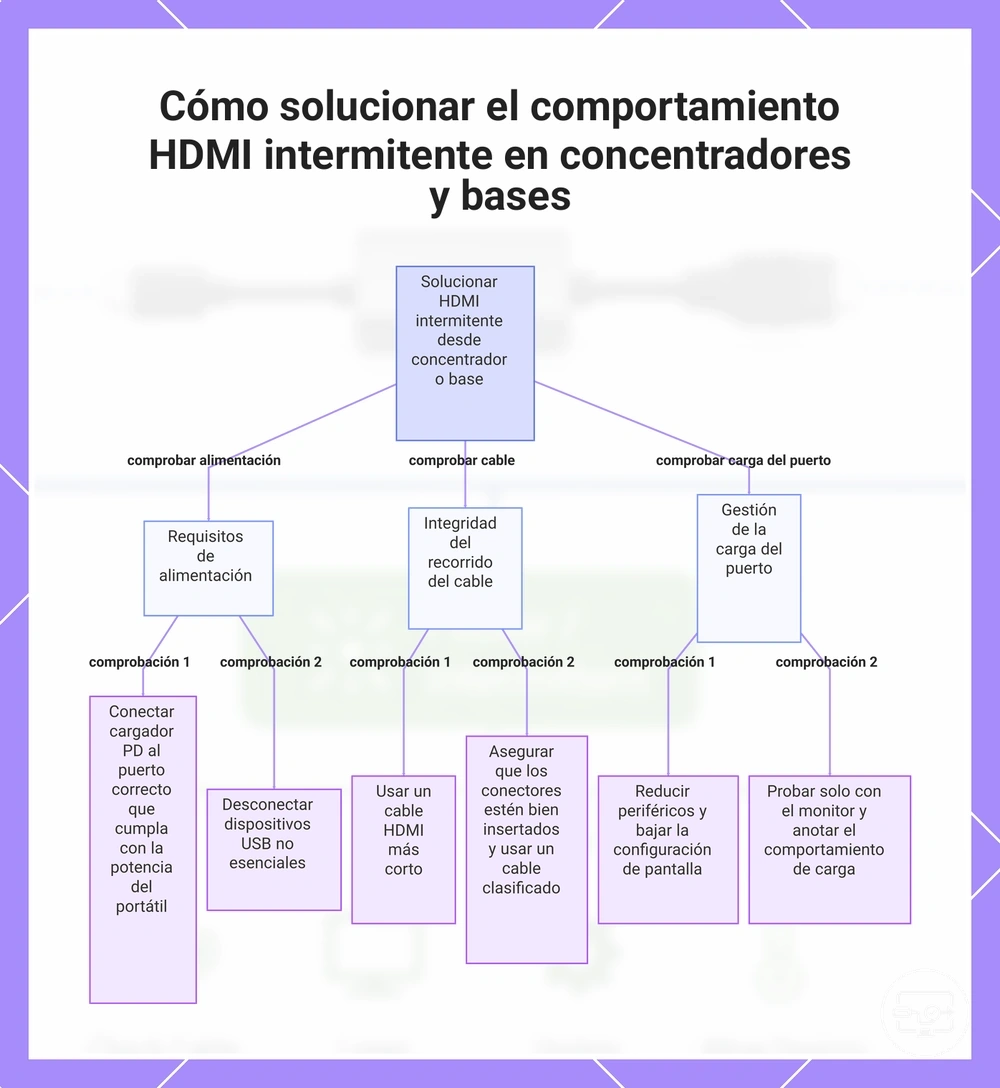 Cómo solucionar el comportamiento HDMI intermitente en concentradores y bases