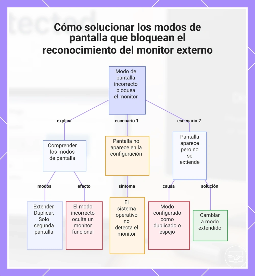 Cómo solucionar los modos de pantalla que bloquean el reconocimiento del monitor externo
