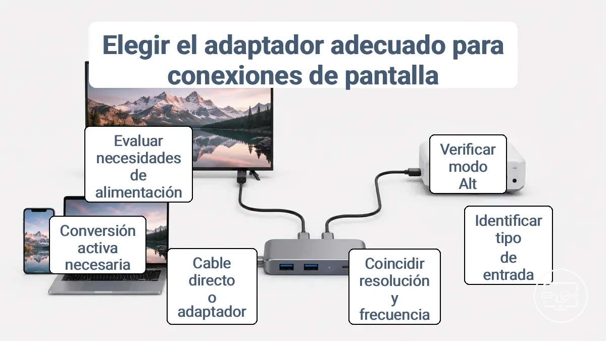 Diagrama de flujo que ilustra la lógica de selección desde la salida del dispositivo hasta la aceptación de la pantalla y el resultado esperado