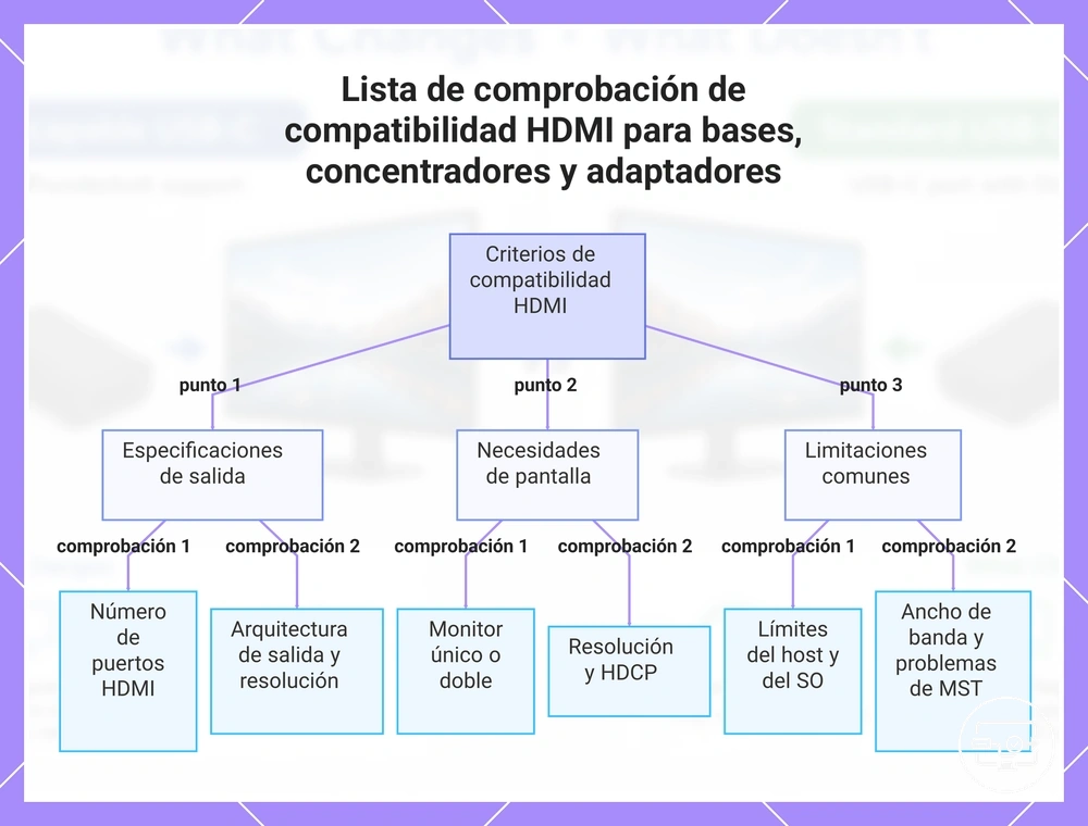 Lista de comprobación de compatibilidad HDMI para bases, concentradores y adaptadores