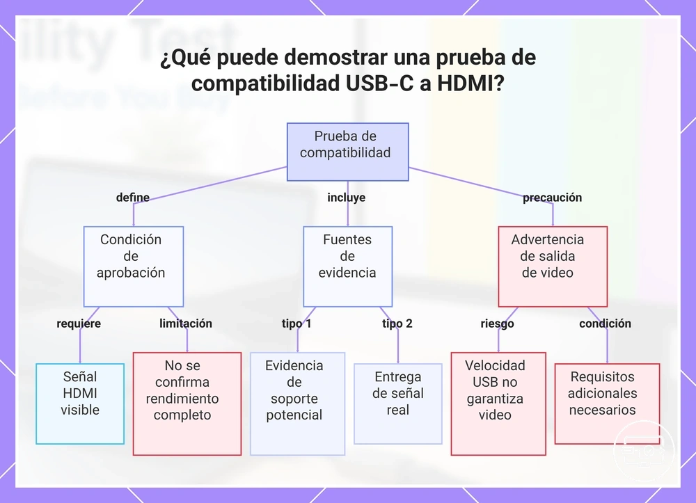 ¿Qué puede demostrar una prueba de compatibilidad USB-C a HDMI?