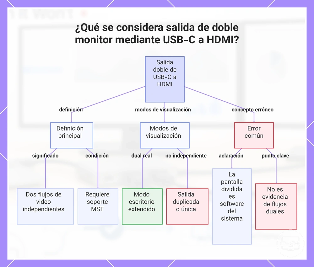 ¿Qué se considera salida de doble monitor mediante USB-C a HDMI?