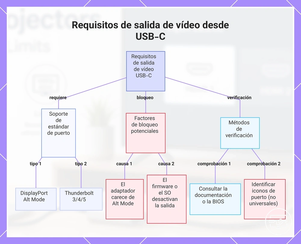 Requisitos de salida de vídeo desde USB-C