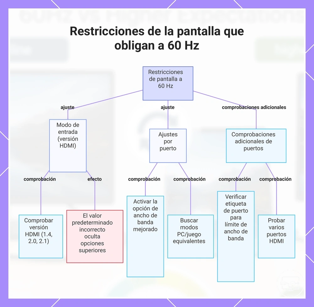 Restricciones de la pantalla que obligan a 60 Hz