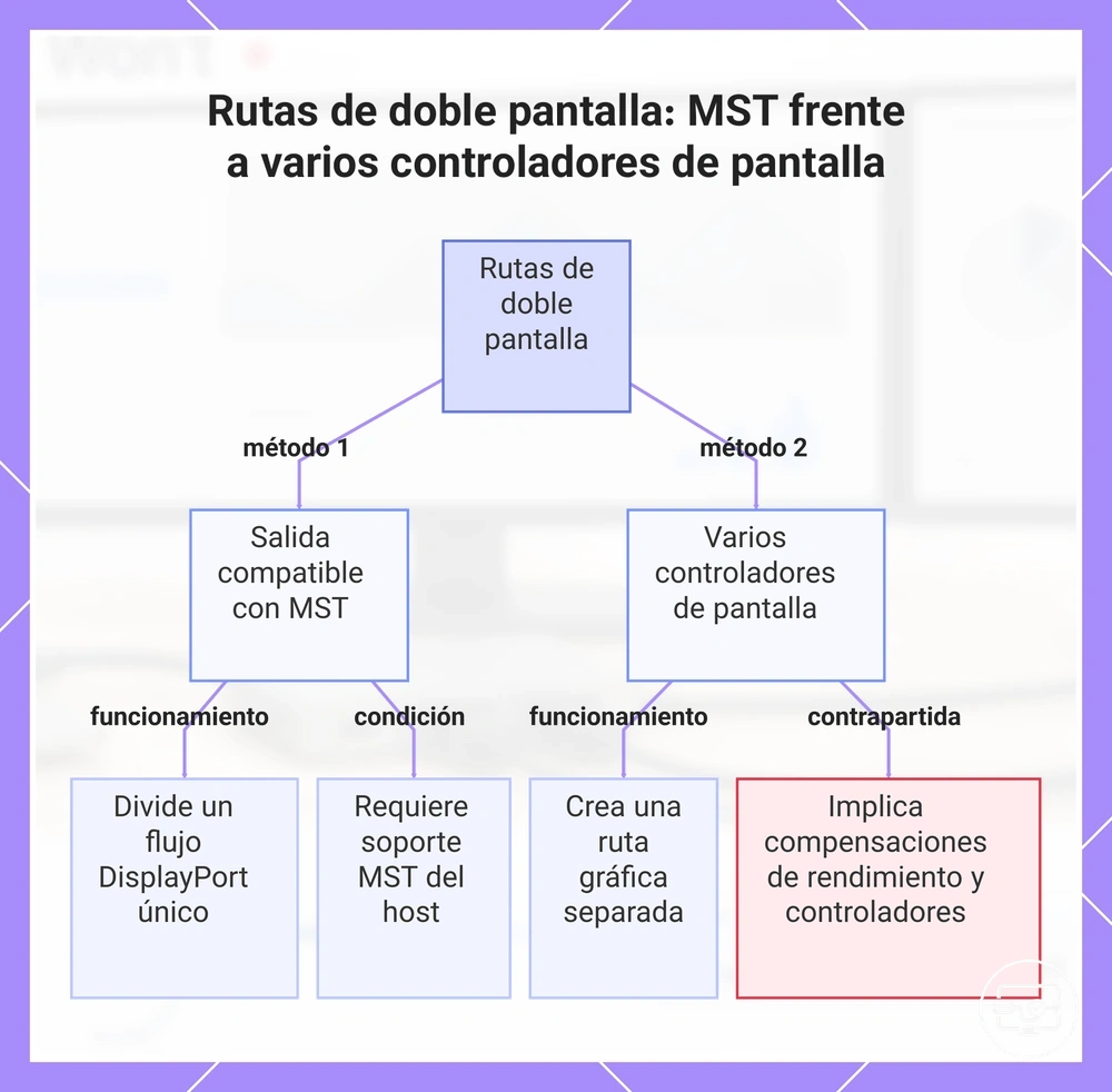 Rutas de doble pantalla: MST frente a varios controladores de pantalla