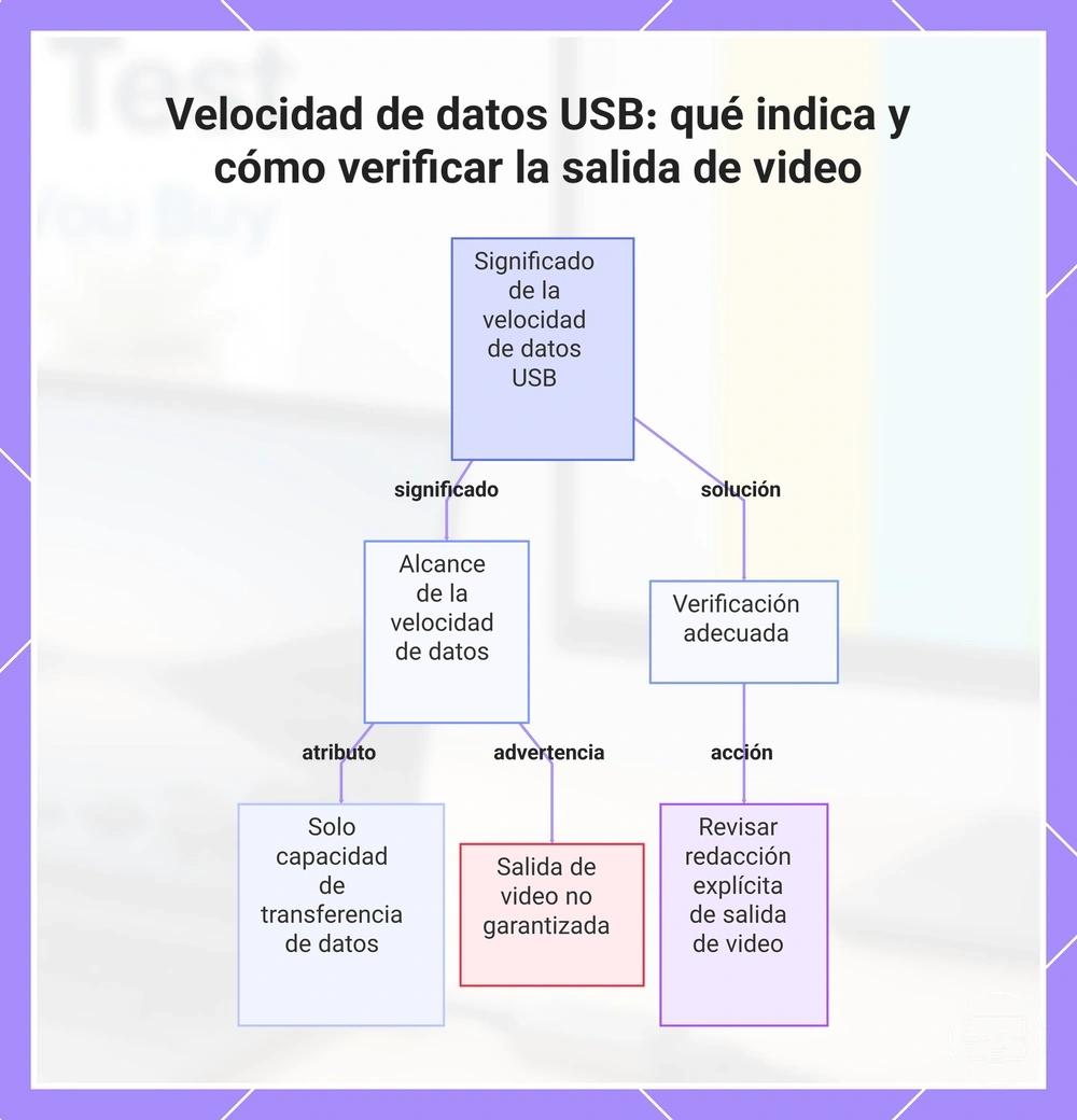 Velocidad de datos USB: qué indica y cómo verificar la salida de video