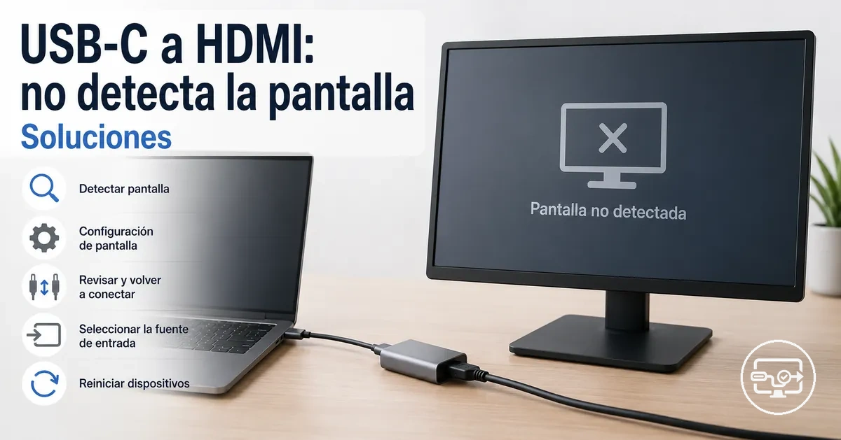 Solucion de problemas USB-C a HDMI cuando la pantalla no se detecta