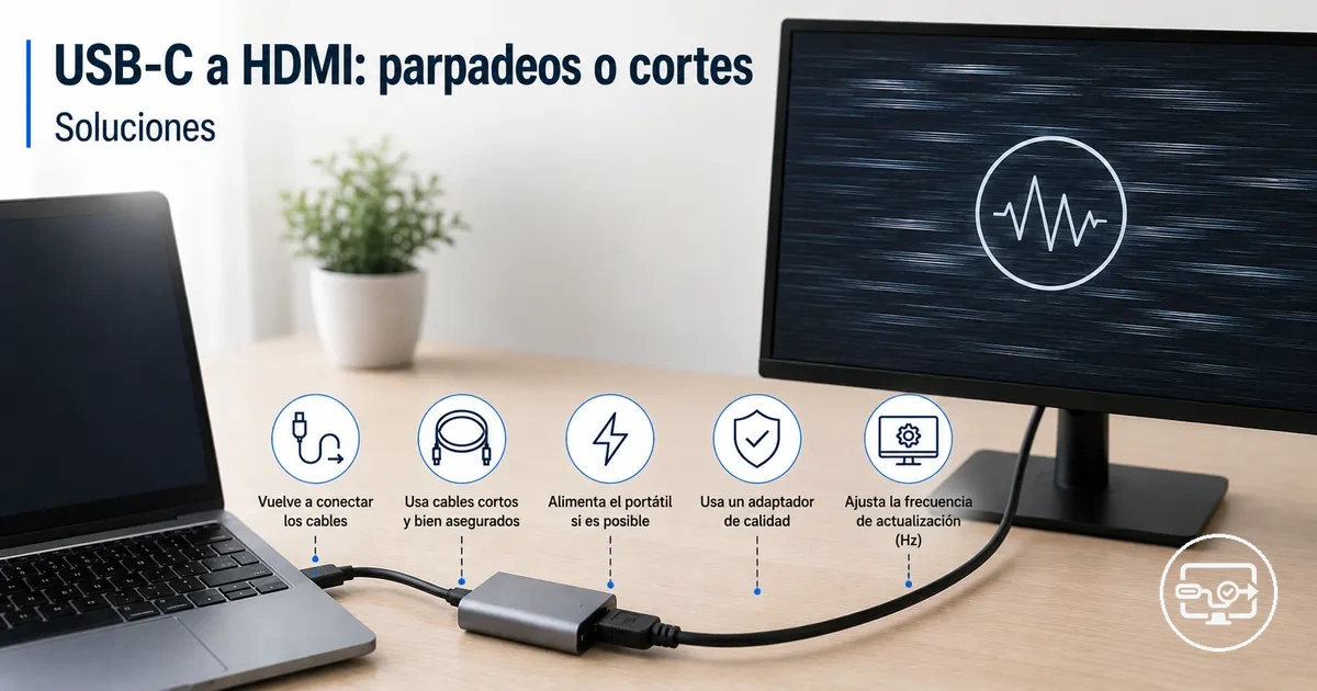 Soluciones para parpadeos y cortes en USB-C a HDMI centradas en estabilidad de senal