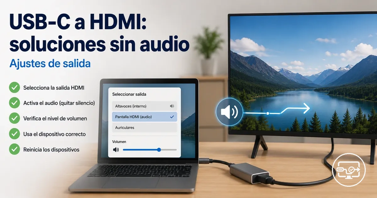 Soluciones para USB-C a HDMI sin audio con seleccion de salida y enrutado de sonido