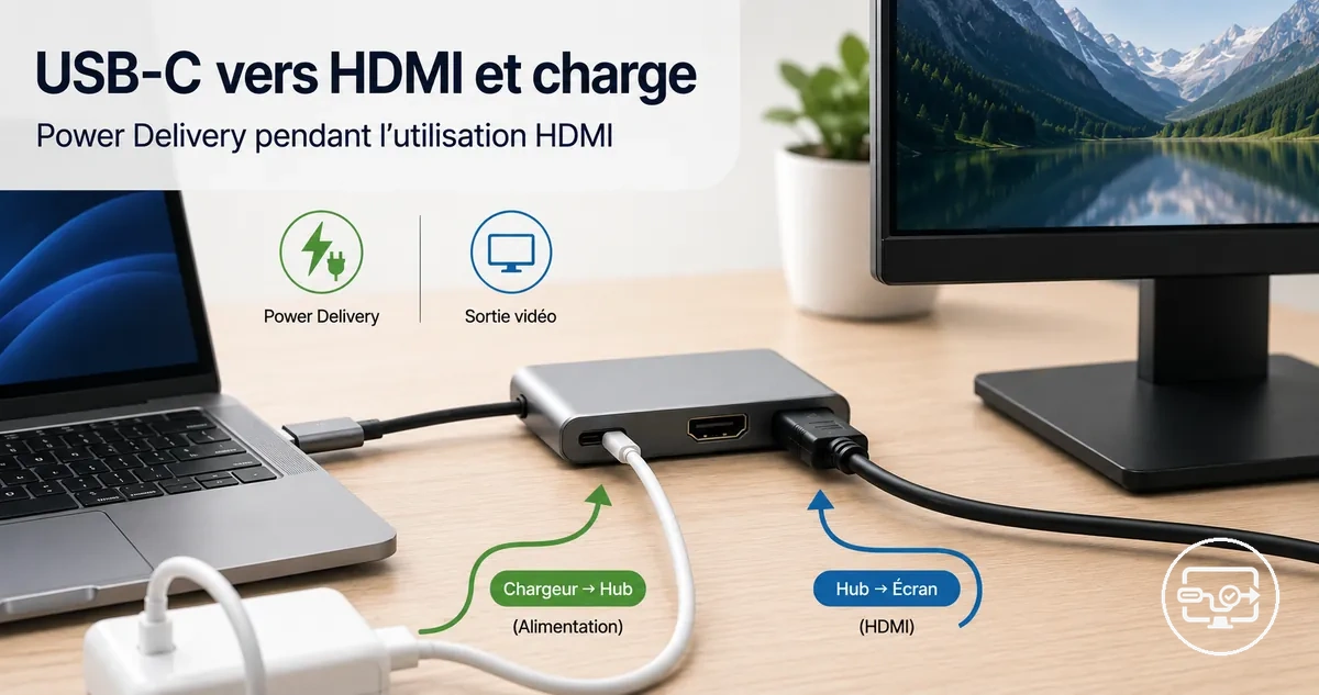 Compatibilité USB-C vers HDMI avec charge passthrough : Power Delivery pendant l’usage HDMI