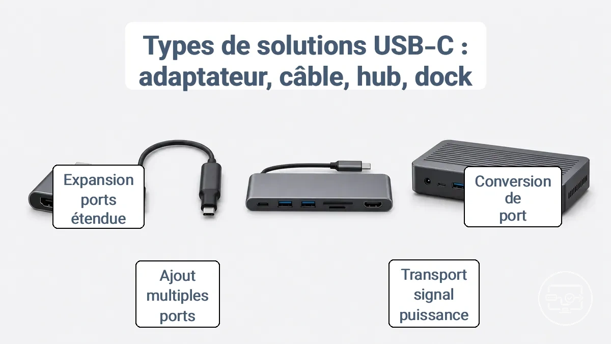 Facteurs de forme physiques de l adaptateur, du câble et du dock