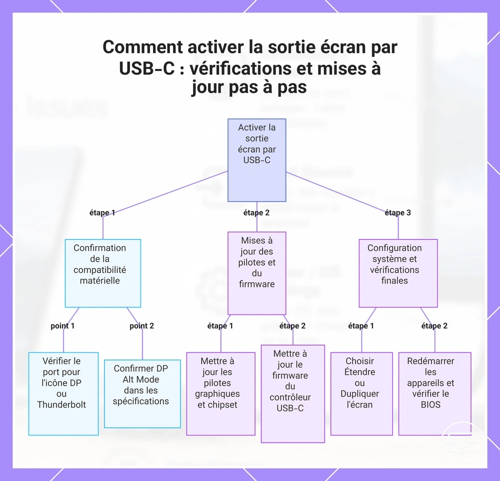 Comment activer la sortie écran par USB-C : vérifications et mises à jour pas à pas