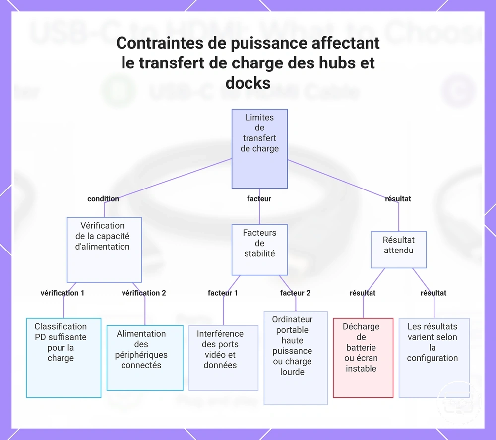 Contraintes de puissance affectant le transfert de charge des hubs et docks