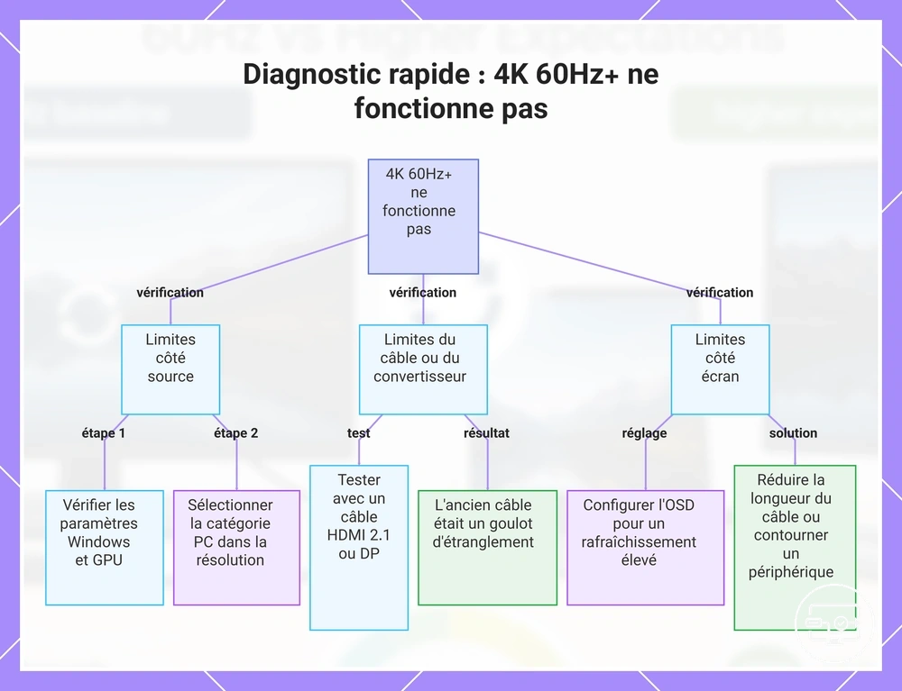 Diagnostic rapide : 4K 60Hz+ ne fonctionne pas