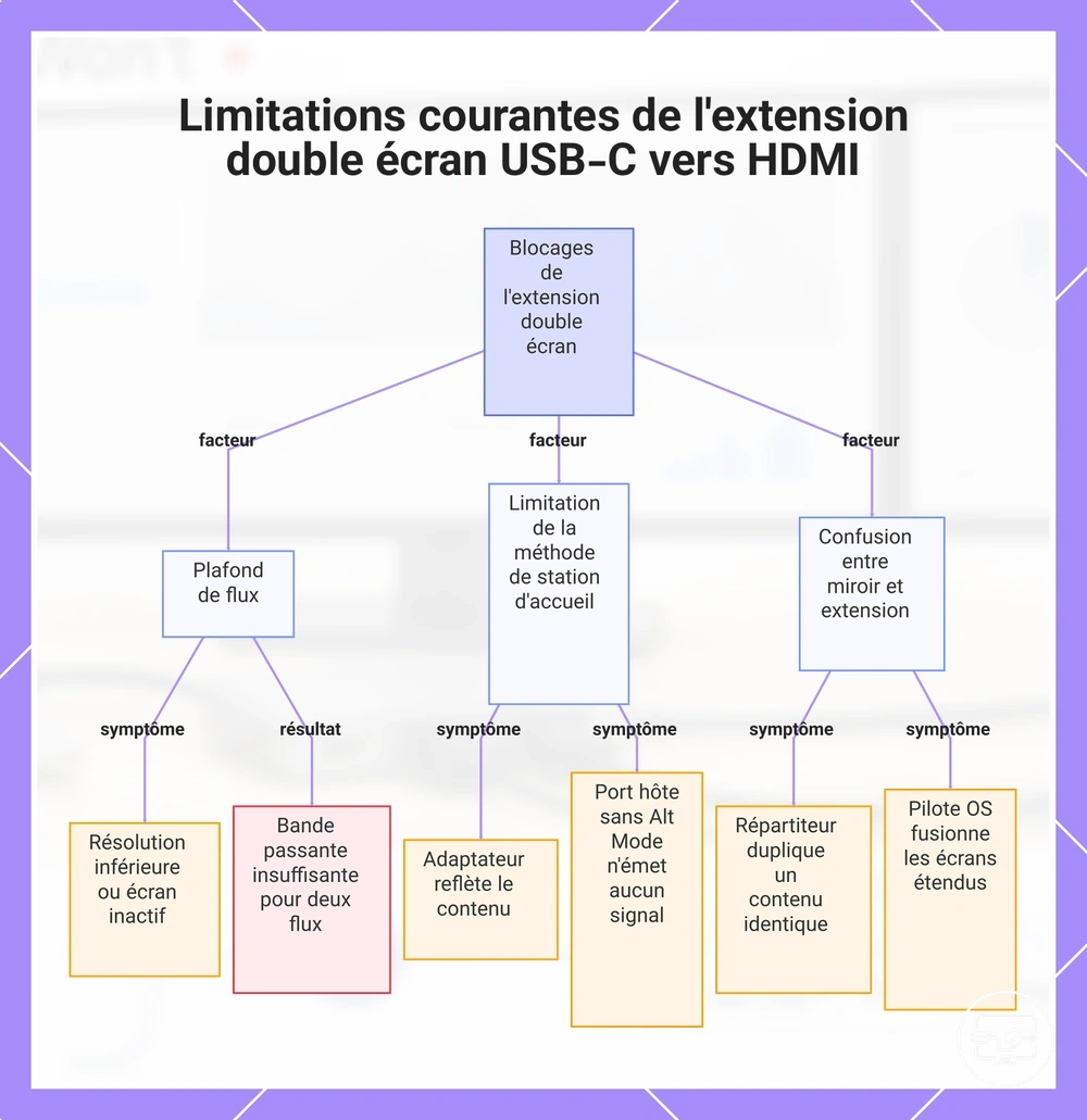 Limitations courantes de l'extension double écran USB-C vers HDMI