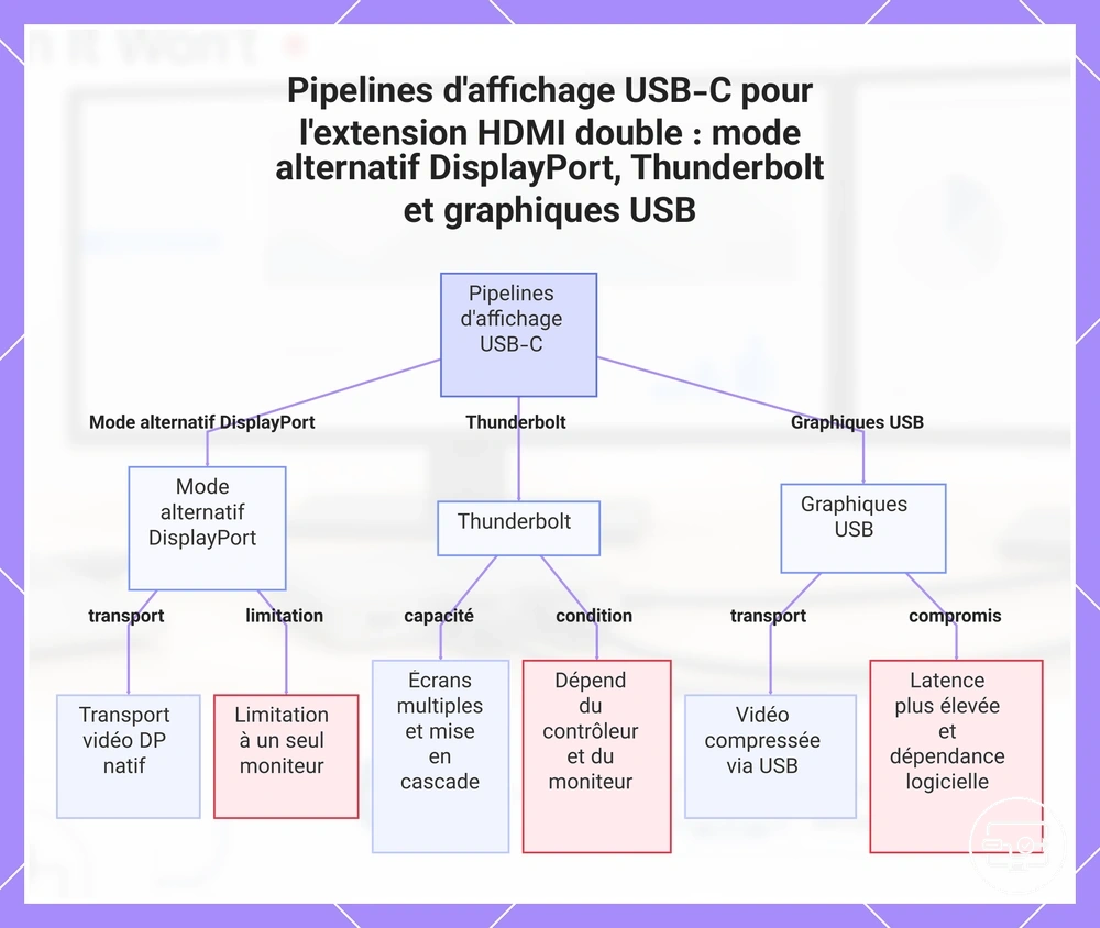 Pipelines d'affichage USB-C pour l'extension HDMI double : mode alternatif DisplayPort, Thunderbolt et graphiques USB