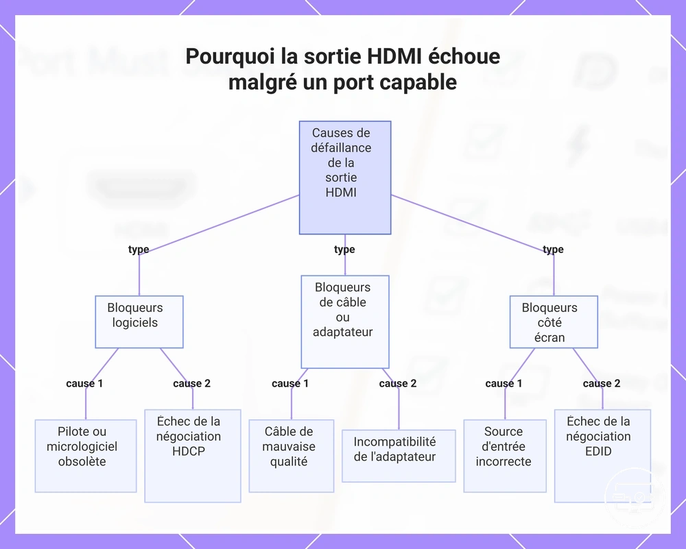 Pourquoi la sortie HDMI échoue malgré un port capable