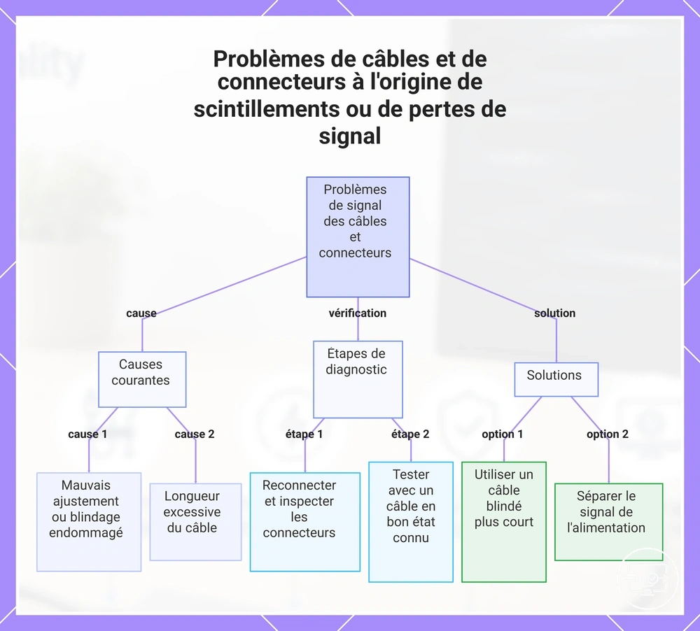 Problèmes de câbles et de connecteurs à l'origine de scintillements ou de pertes de signal