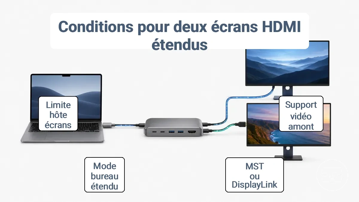 Quand un hub ou dock usb c peut fournir deux moniteurs hdmi en ecrans etendus h2