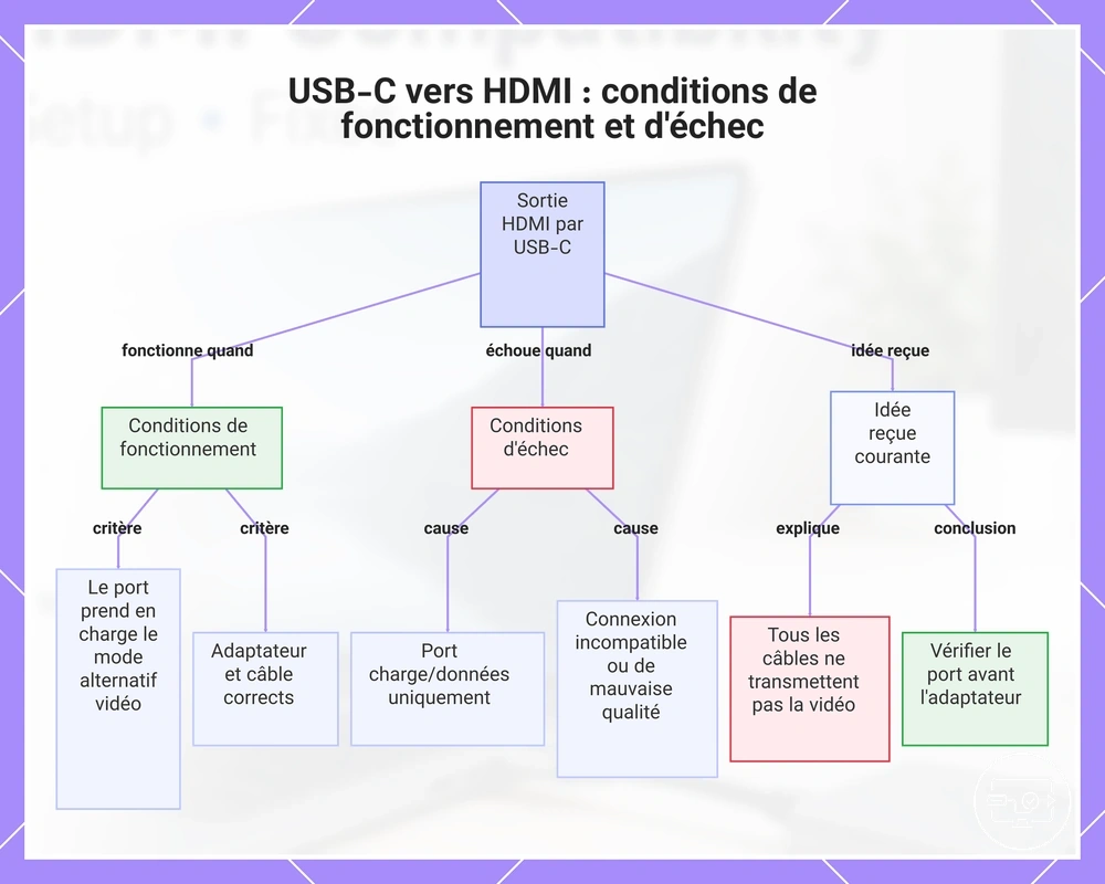 USB-C vers HDMI : conditions de fonctionnement et d'échec