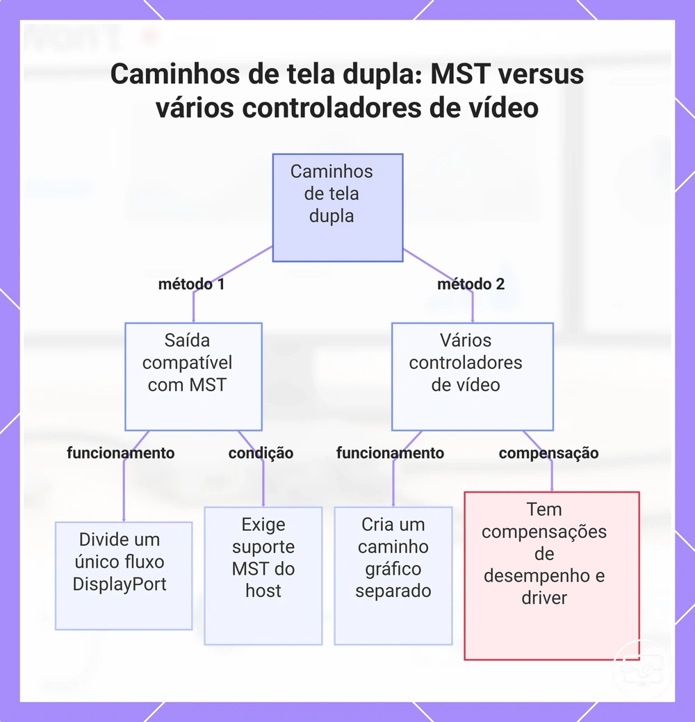 Caminhos de tela dupla: MST versus vários controladores de vídeo
