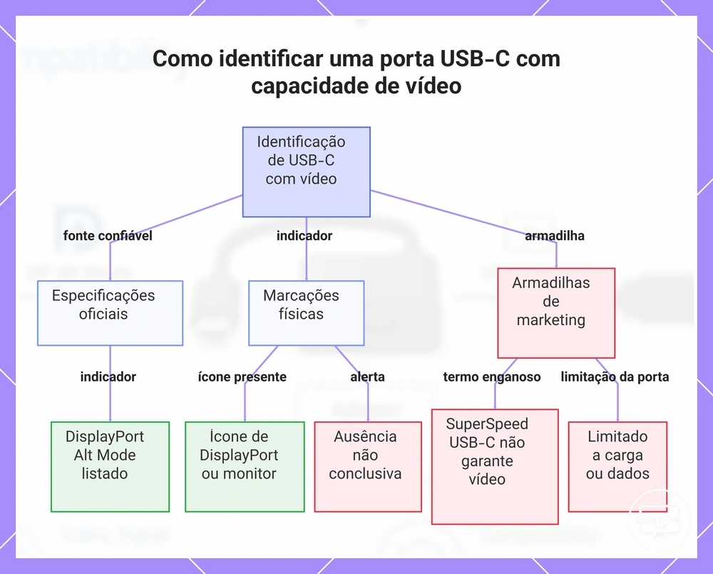 Como identificar uma porta USB-C com capacidade de vídeo