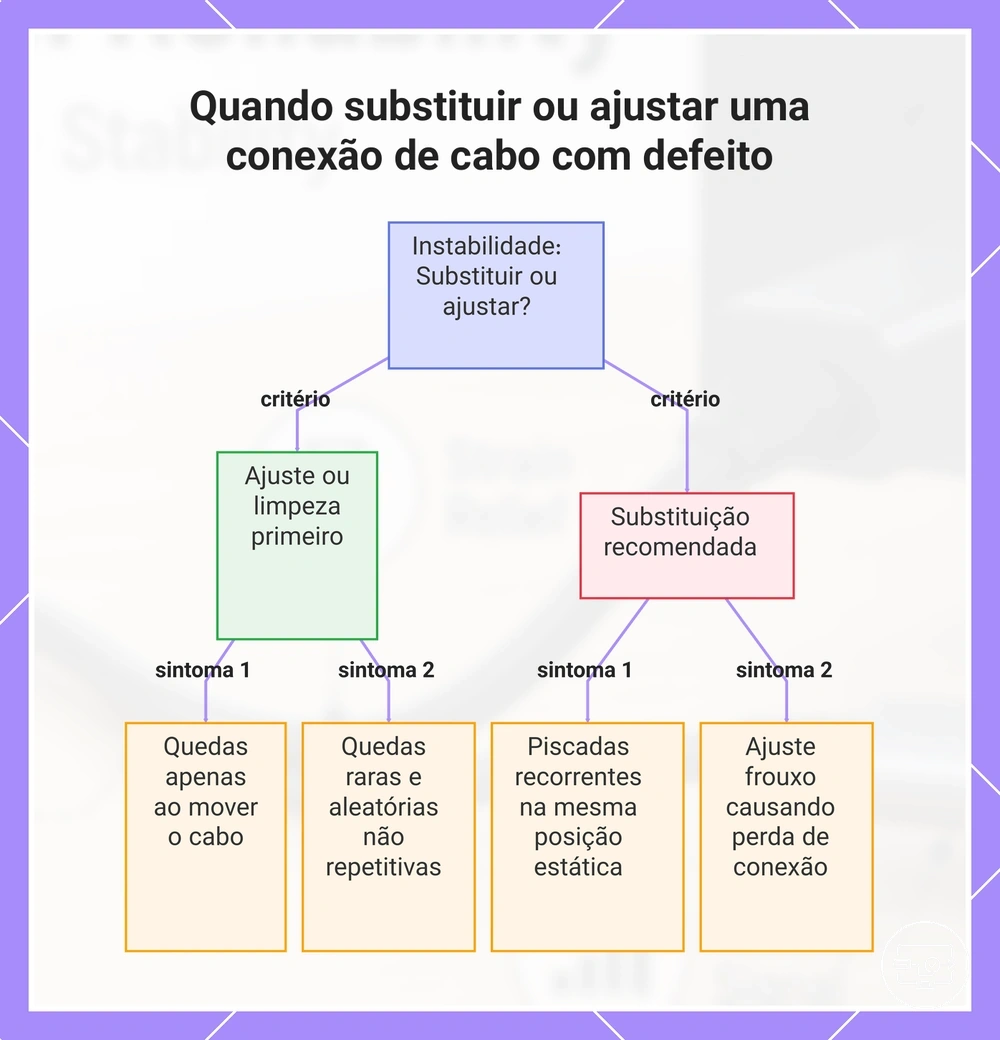 Quando substituir ou ajustar uma conexão de cabo com defeito