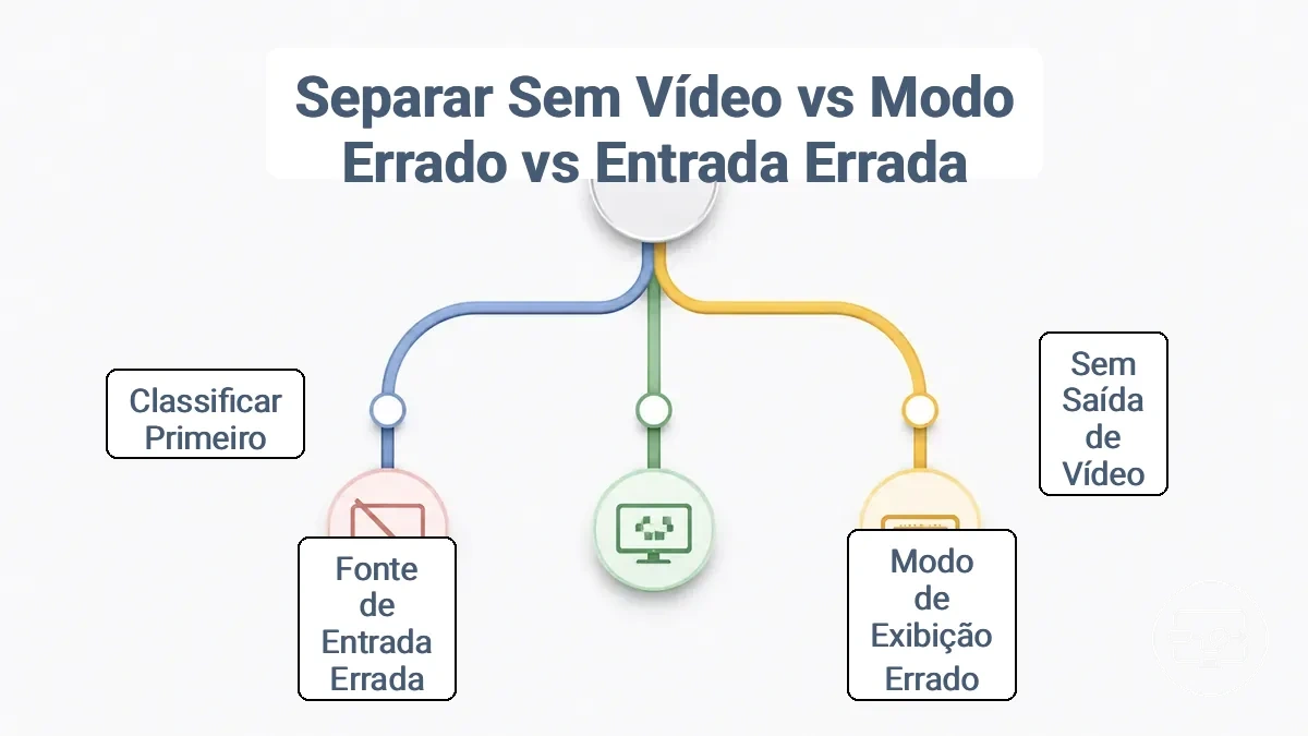 Classificação em árvore de decisão para sem saída de vídeo, modo de exibição incorreto e fonte de entrada incorreta