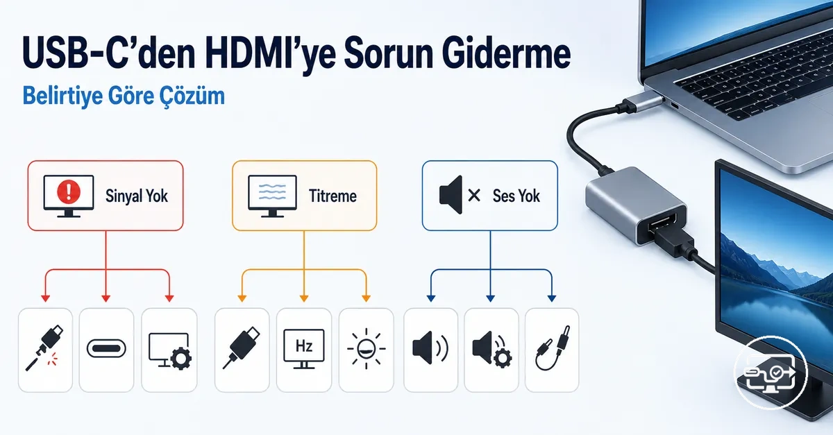 USB-C’den HDMI’ye sorun giderme akışı: sinyal yok, titreme ve benzeri belirtiler