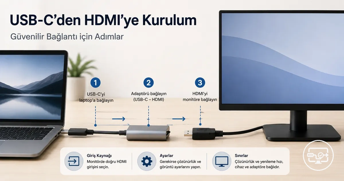 USB-C’den HDMI’ye adım adım kurulum: doğru bağlantı sırası
