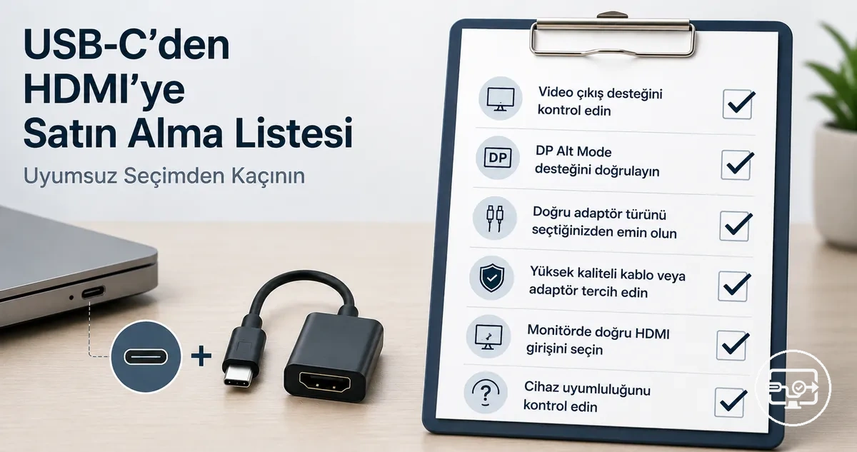USB-C’den HDMI’ye uyumluluk için satın alma kontrol listesi